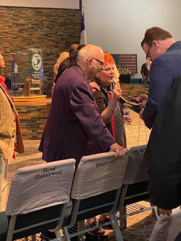 Bob and Sharon Parkes ministering together at a church gathering