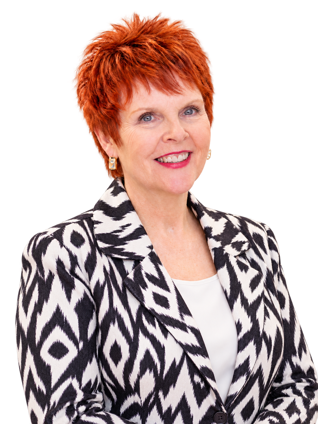 Portrait of Apostle Sharon Parkes in her black and white jacket