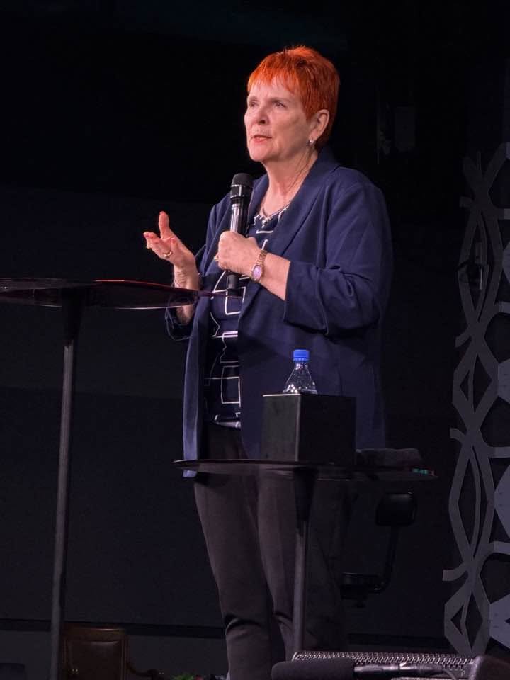 Sharon Parkes speaking on stage